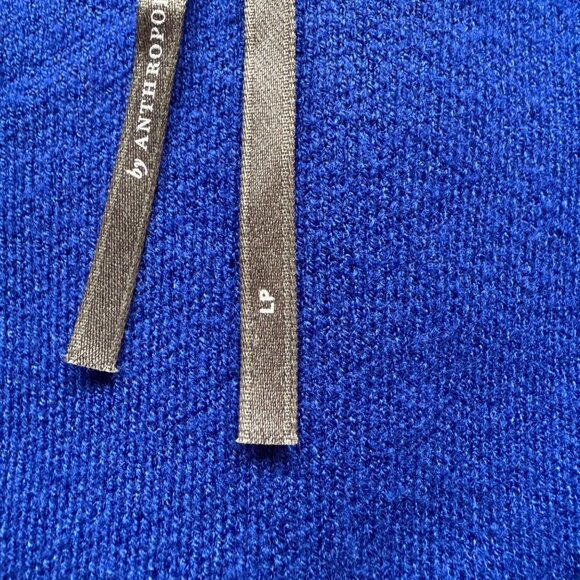 Anthropologie Size L Petite Blue Knit Long Sleeve Half Zip Sweater Mini Dress - Picture 12 of 16